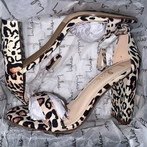 Lulu's Taylor Leopard Print Heels Sz 7.5 Animal Print Coquette Girl Summer. NEW